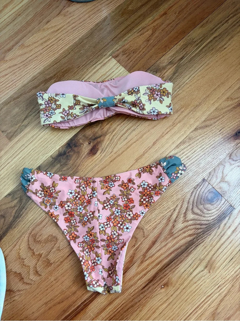 Aerie Floral Two-Piece Swim Bikini - Pink & Yellow